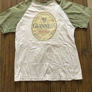 Guinness Men's Green and Cream Short Sleeve Tee